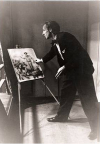 Wilhelm Heiner zeichnet während des Konzerts der Nordwestdeutschen Philharmoniker in der Rudolf-Oetker-Halle, Bielefeld